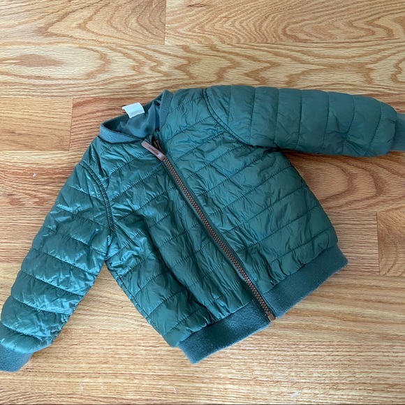 H&M Jackets & Coats Hm Sage Green Zipper Puffer Jacket 92 Months